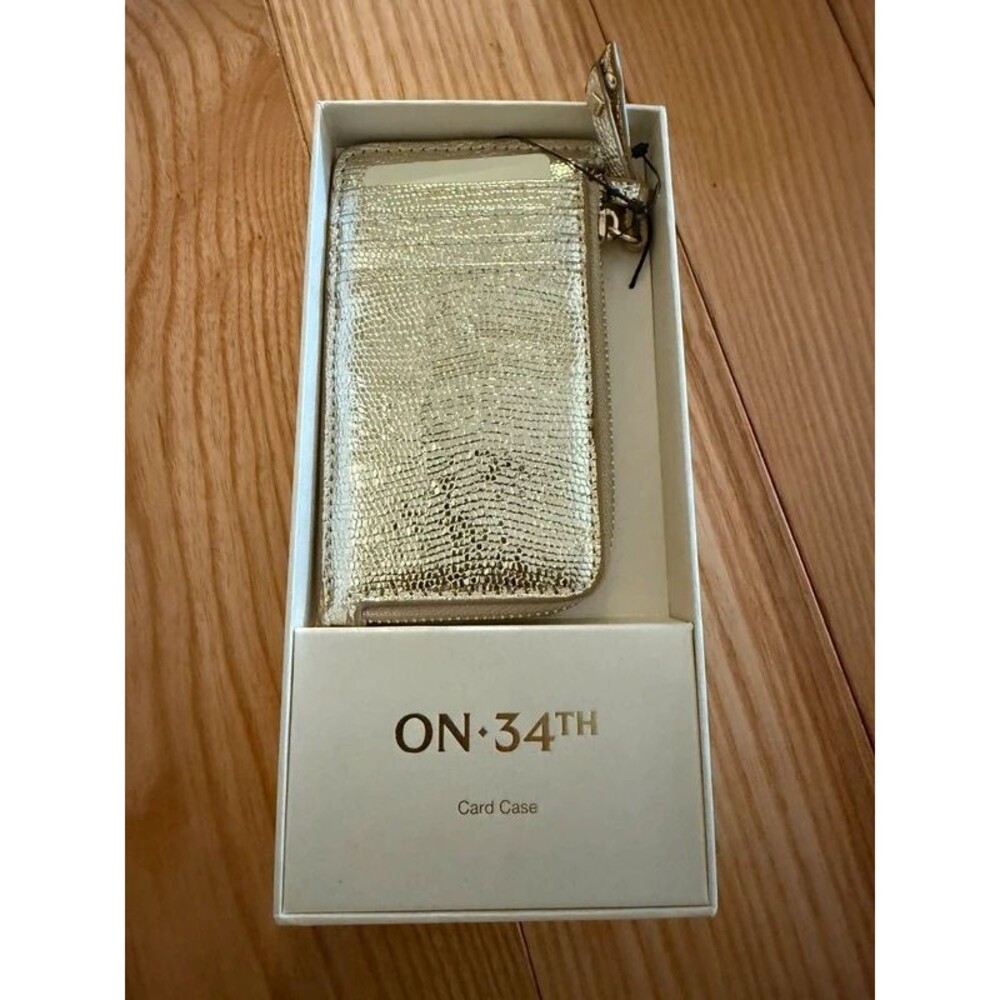 On 34th Ramonah Gold Lizard Card Case Wallet NWT